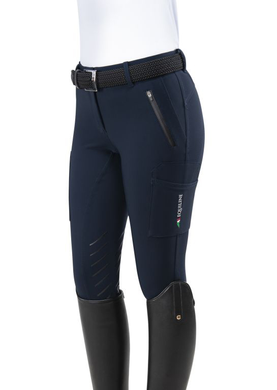 Equiline Damen Reithose Team, Kniegrip, Navy